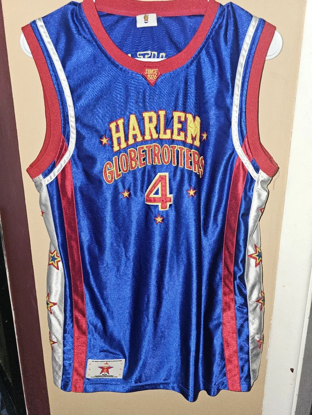 Vintage Large Harlem Globetrotters Flight Time #4 Basketball Jersey Sz L